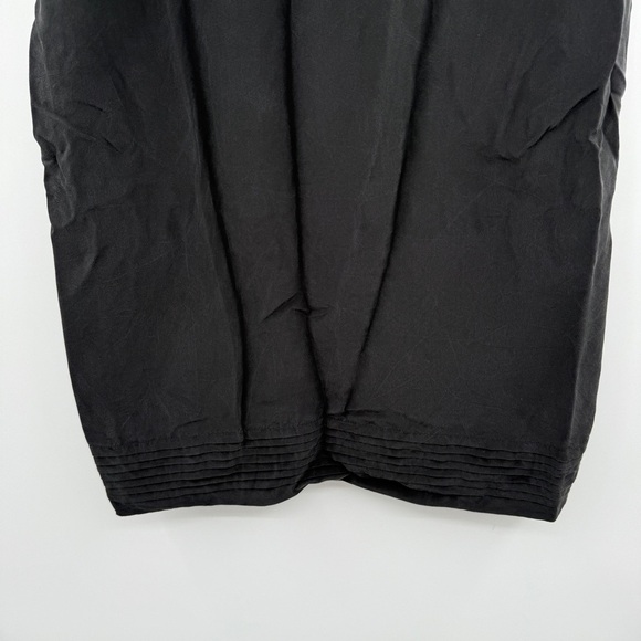 Weekend MaxMara 100% Silk Black Short Sleeve Ruffle Front Shift Dress Sz 12 US - Picture 3 of 13